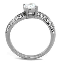 High Polished (No Plating) Stainless Steel Ring With AAA Grade CZ in Clear