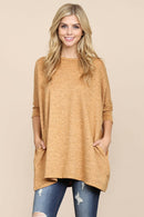 Two Tone Hacci Oversized Dropped Shoulder Pocket Tunic.