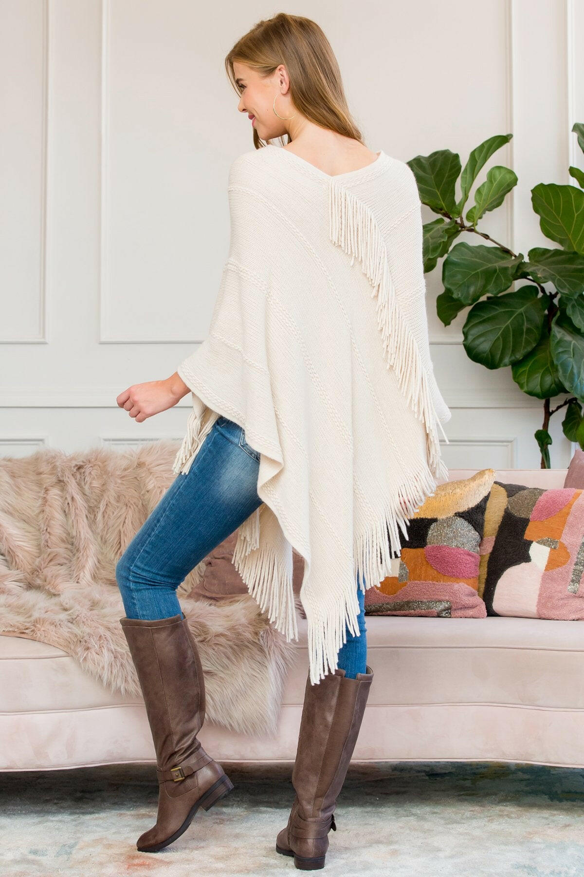 Asymmetric Fringe Poncho.