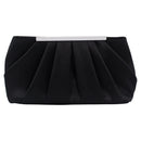 Pleated Satin Evening Handbag Clutch Detachable Chain Strap Cocktail Party Bag.