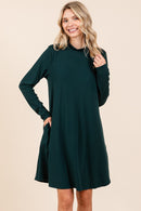 Mittoshop Mock Neck Long Sleeve Dress with Pockets.