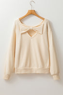 Bow Cutout Round Neck Long Sleeve Sweatshirt.