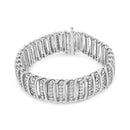 .925 Sterling Silver 8 1/2 Cttw Diamond 7 Row Chevron "S" Curved Link Tennis Bracelet (I-J Color, I1-I2 Clarity) - 7.25".