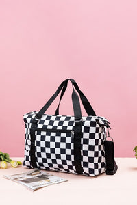 Zenana Checkered Multi-Pocket Travel Bag.