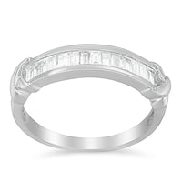 .925 Sterling Silver 1/2 Cttw Baguette Cut Diamond Channel Set X-Station Wedding Ring (H-I Color, I1-I2 Clarity).