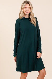 Mittoshop Mock Neck Long Sleeve Dress with Pockets.