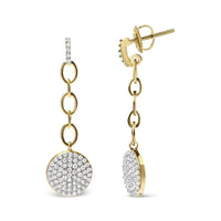 18K Yellow Gold Plated .925 Sterling Silver 1.0 Cttw Diamond Composite Cluster Dangle Chain Earrings (I-J Color, I1-I2 C.