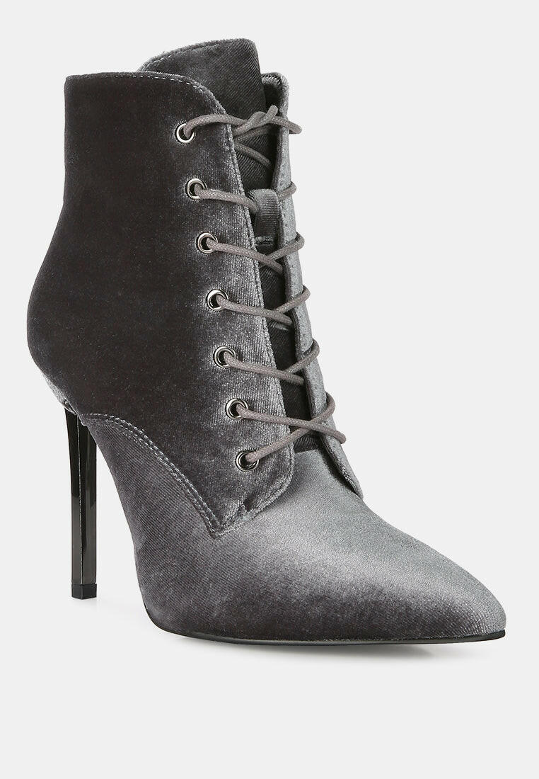 Velvet High Heeled Velvet Boots by RUW.