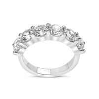 14K White Gold 3.0 Cttw Lab-Grown Diamond Shared Prong Set 6 Stone Band Ring (G-H Color, VS2-SI1 Clarity).