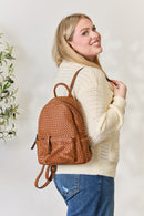 SHOMICO PU Leather Woven Backpack.