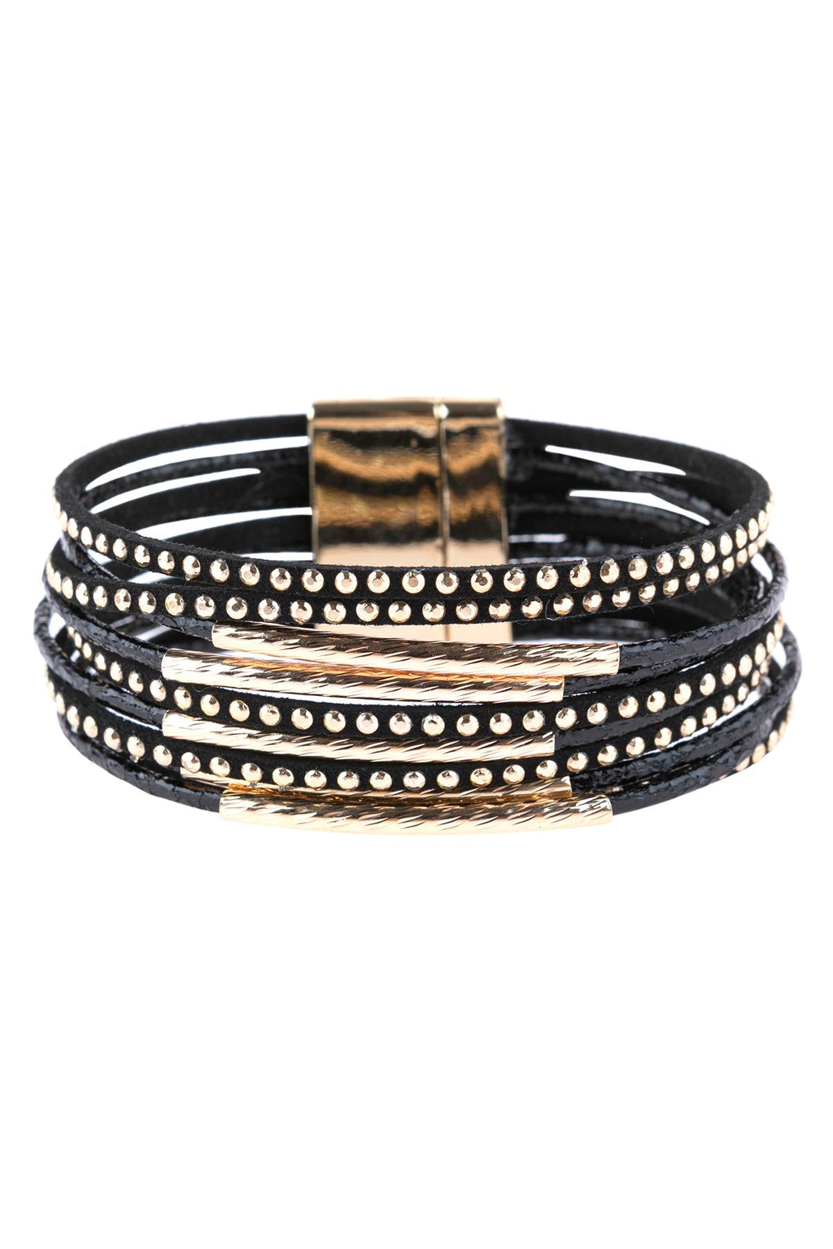 Multiline Leather Magnetic Bracelet