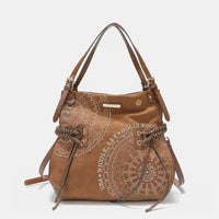 Nicole Lee USA Side Braided Tassel Inlaid Rhinestone Embroidery Hobo Bag.