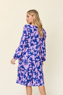 Double Take Full Size Printed Ruffle Hem Dress with Pocket.