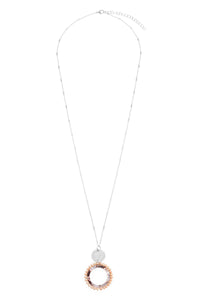 Myn1327 - Glass Beaded Hoop Pendant Necklace.