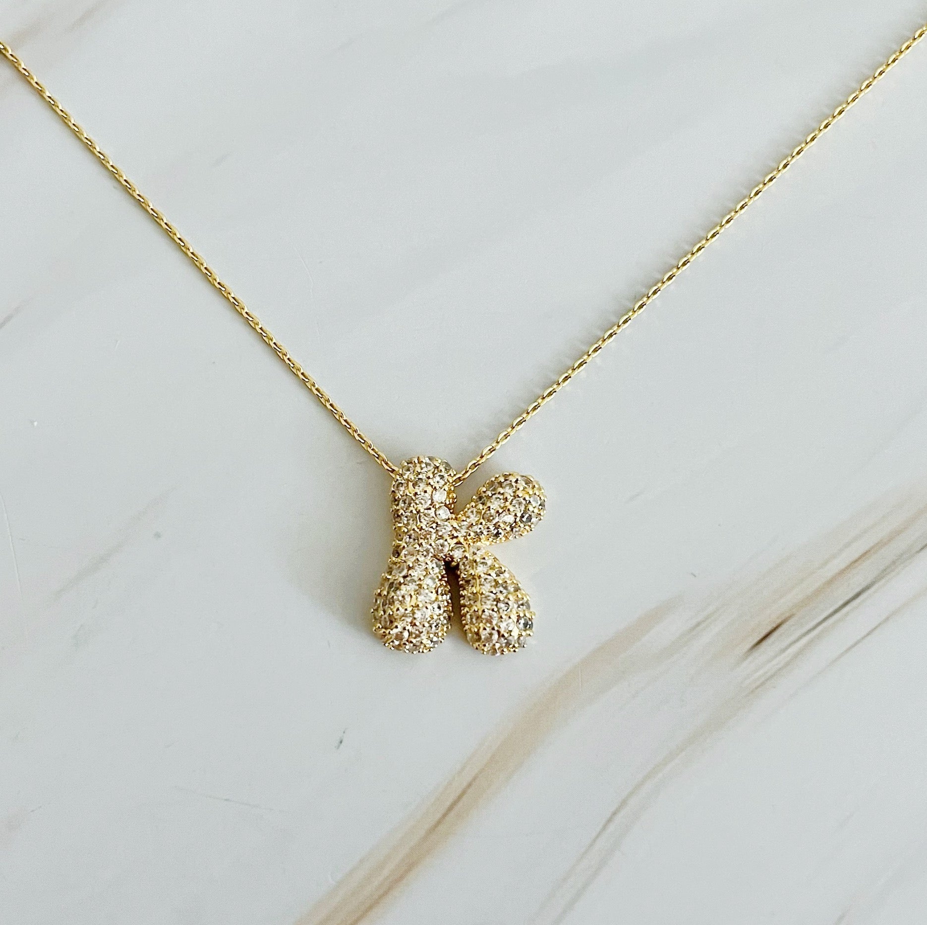 Crystal Bubble Initial Necklace.