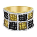 14KT Yellow Gold Champagne, Yellow and Round Diamond Band Ring (1 1/2 Cttw, H-I Color, I1-I2 Clarity).