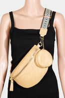 Fame PU Leather Weave Textured Crossbody Bag with Coin Purse.