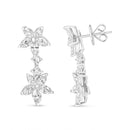 18k White Gold 6.0 Cttw Marquise Diamond Floral Dangle Drop Earrings (E-F Color, VS1-VS2 Clarity).