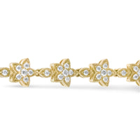 14K Gold 1 1/5 Cttw Round Diamond Floral Star-Shaped Link Bracelet (H-I Color, SI1-SI2 Clarity) -Size 7".