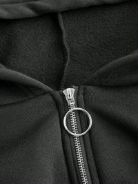 Zip Up Long Sleeve Cropped Hoodie.