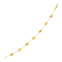 14k Yellow Gold Bracelet with Textured and Polished Pebble Stations (6.35 mm) | - Forever in Harmony