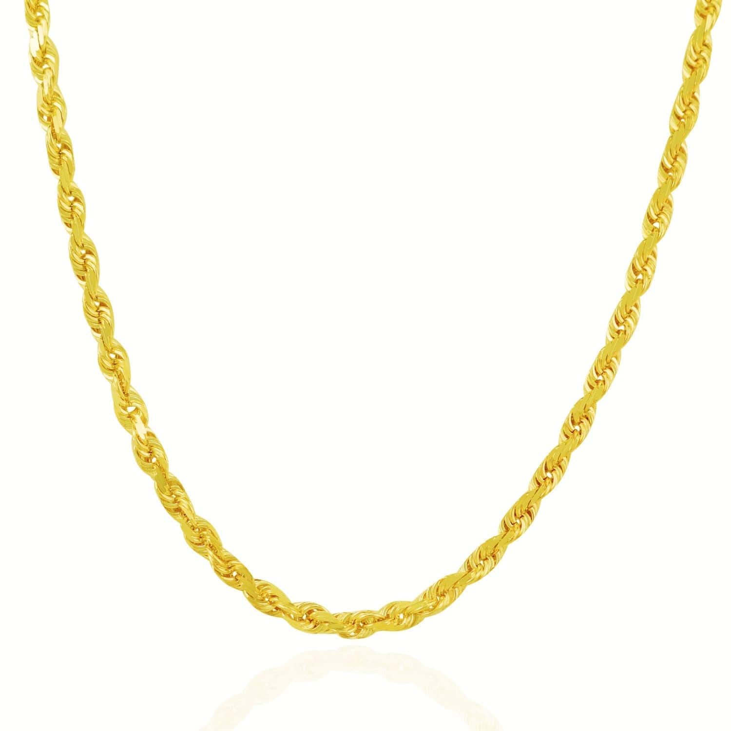 14k Yellow Gold Solid Diamond Cut Rope Chain (5.00 mm) | 20''