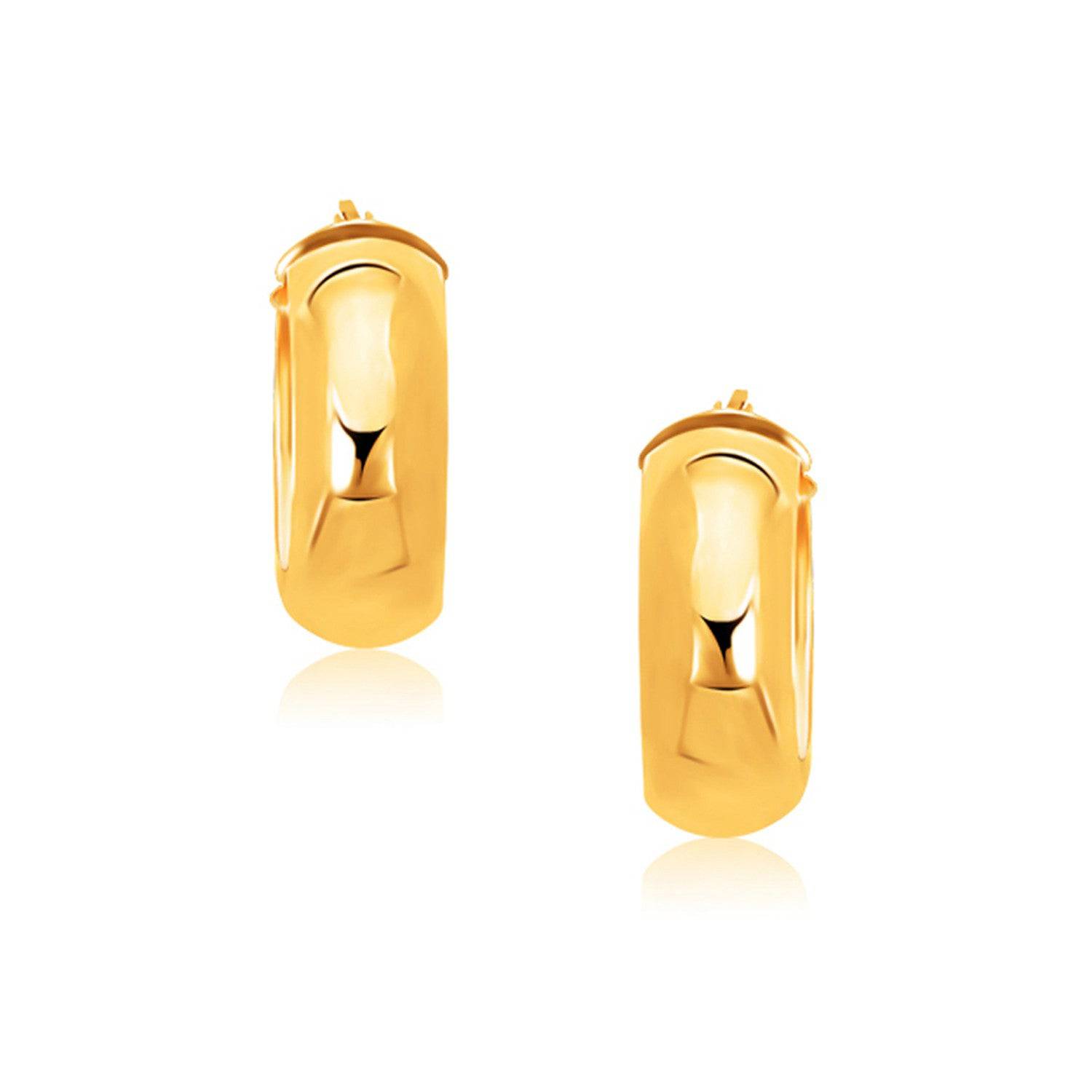 14k Yellow Gold Wide Medium Hoop Earrings with Snap Lock - Forever in Harmony