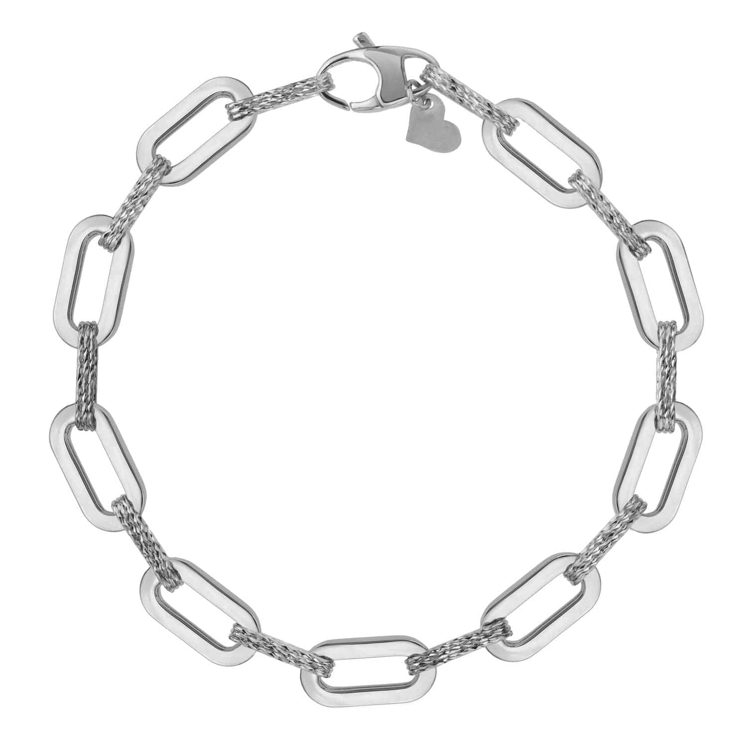 14k White Gold Diamante Paperclip Chain Bracelet (7.00 mm) - Forever in Harmony