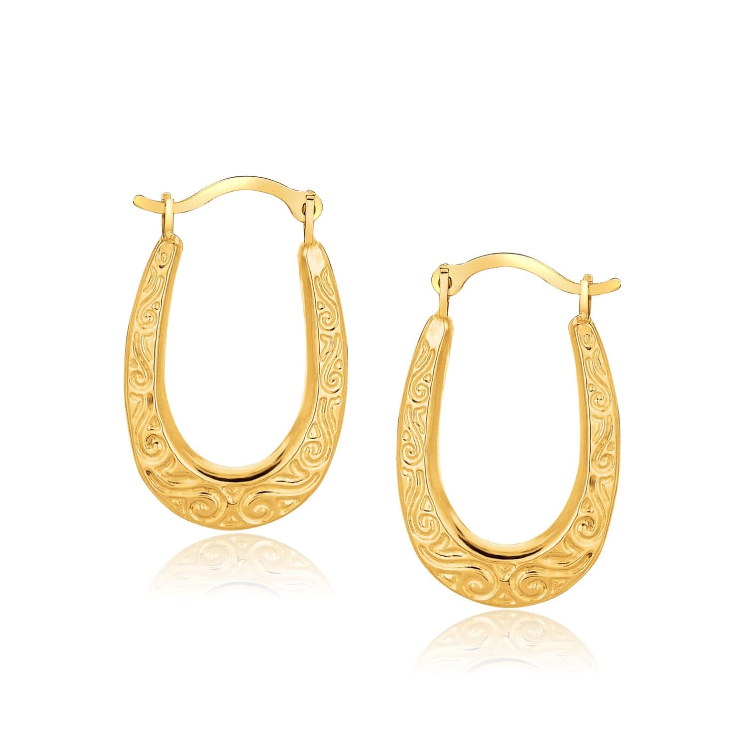 10k Yellow Gold Fancy Oval Hoop Earrings - Forever in Harmony