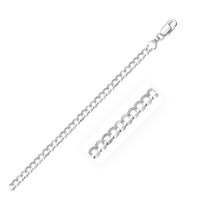 14k White Gold Solid Curb Bracelet (3.60 mm) | - Forever in Harmony