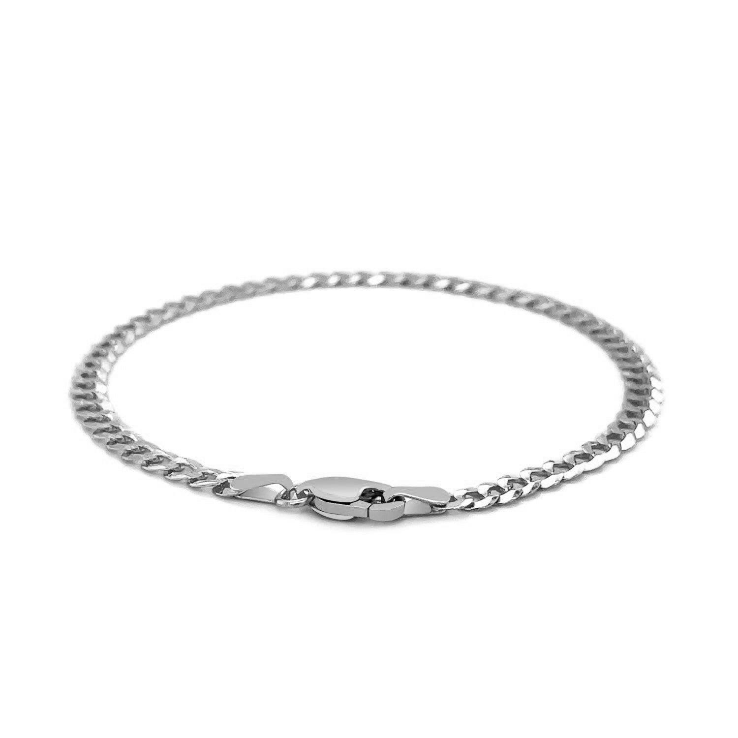 14k White Gold Solid Curb Bracelet (3.60 mm) | - Forever in Harmony