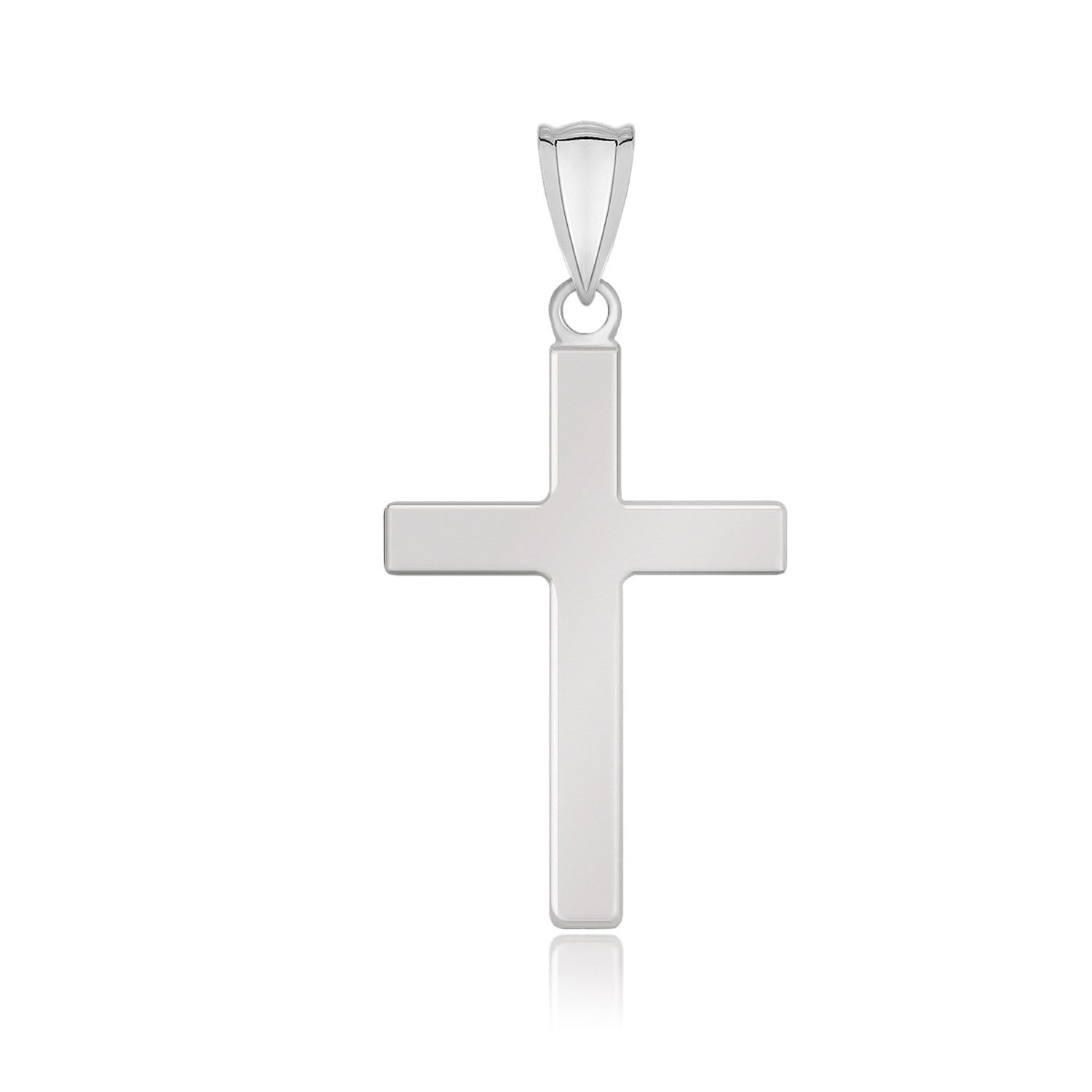 14k White Gold Flat Design Cross Pendant - Forever in Harmony