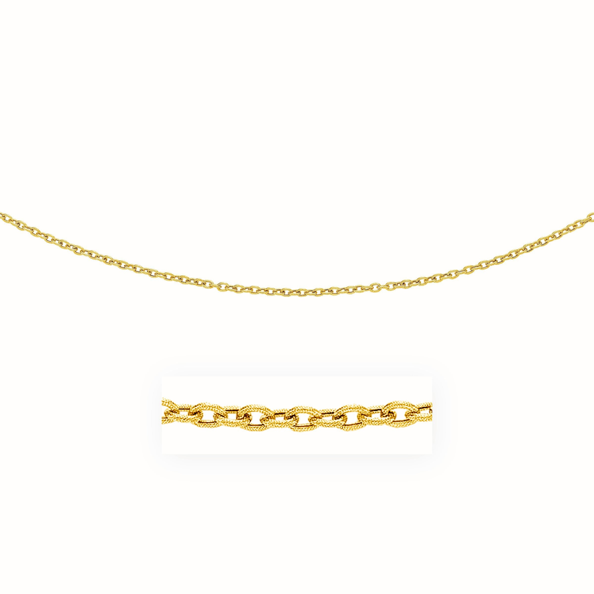 14k Yellow Gold Pendant Chain with Textured Links (3.3 mm) - Forever in Harmony