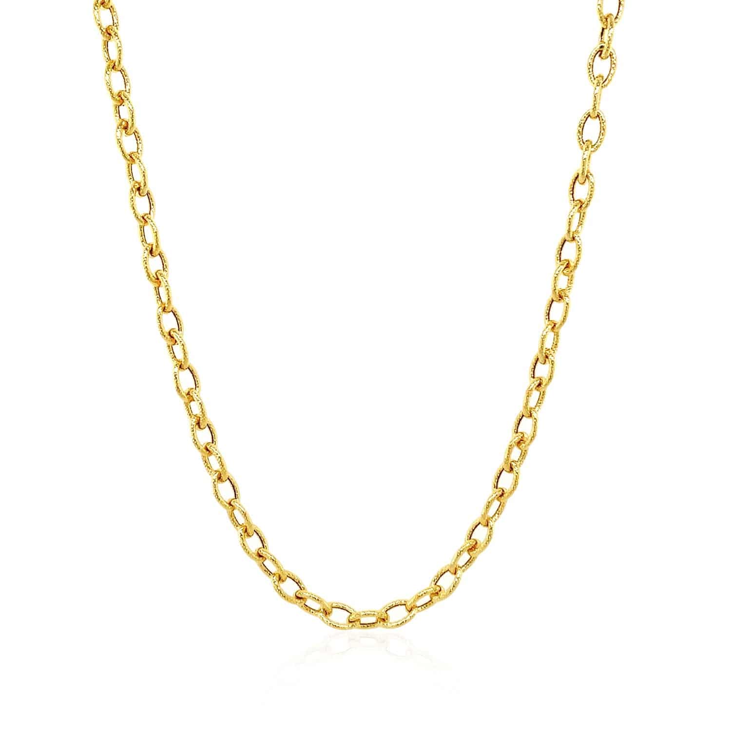 14k Yellow Gold Pendant Chain with Textured Links (3.3 mm) - Forever in Harmony