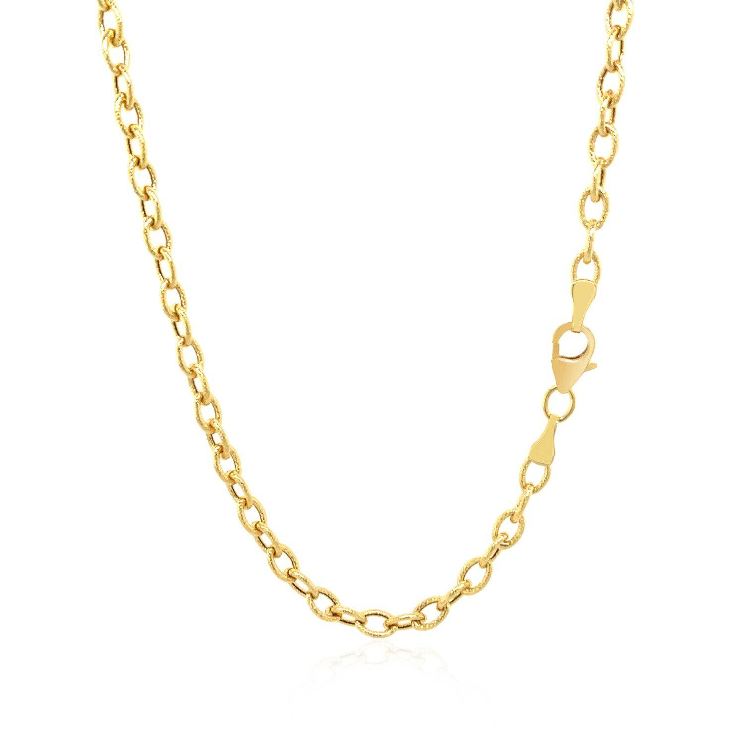 14k Yellow Gold Pendant Chain with Textured Links (3.3 mm) - Forever in Harmony