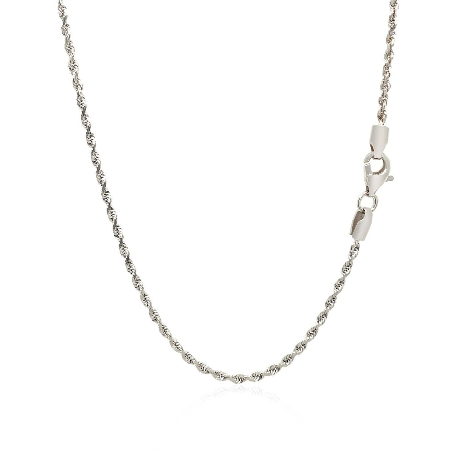 14k White Gold Solid Diamond Cut Rope Chain (1.80 mm) - Forever in Harmony