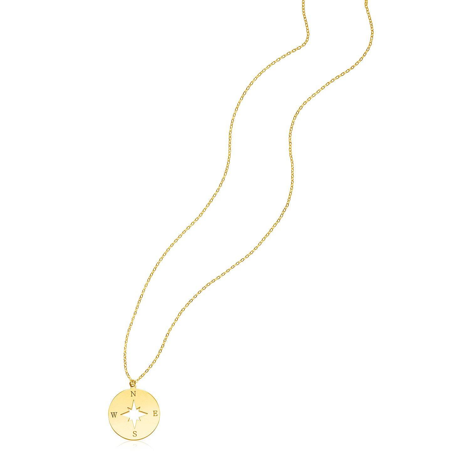 14K Yellow Gold Necklace with Compass - Forever in Harmony