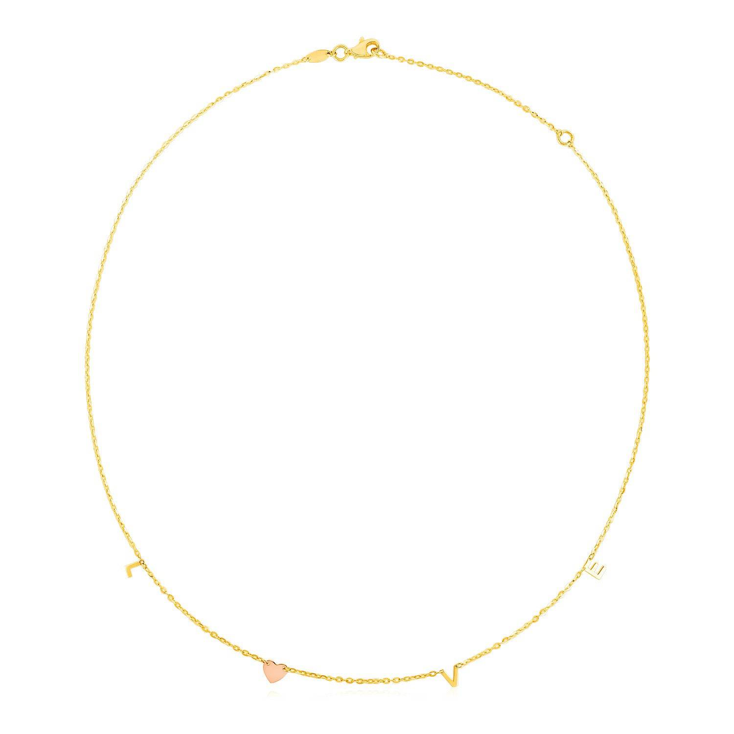 14k Two Tone Gold Love Necklace - Forever in Harmony