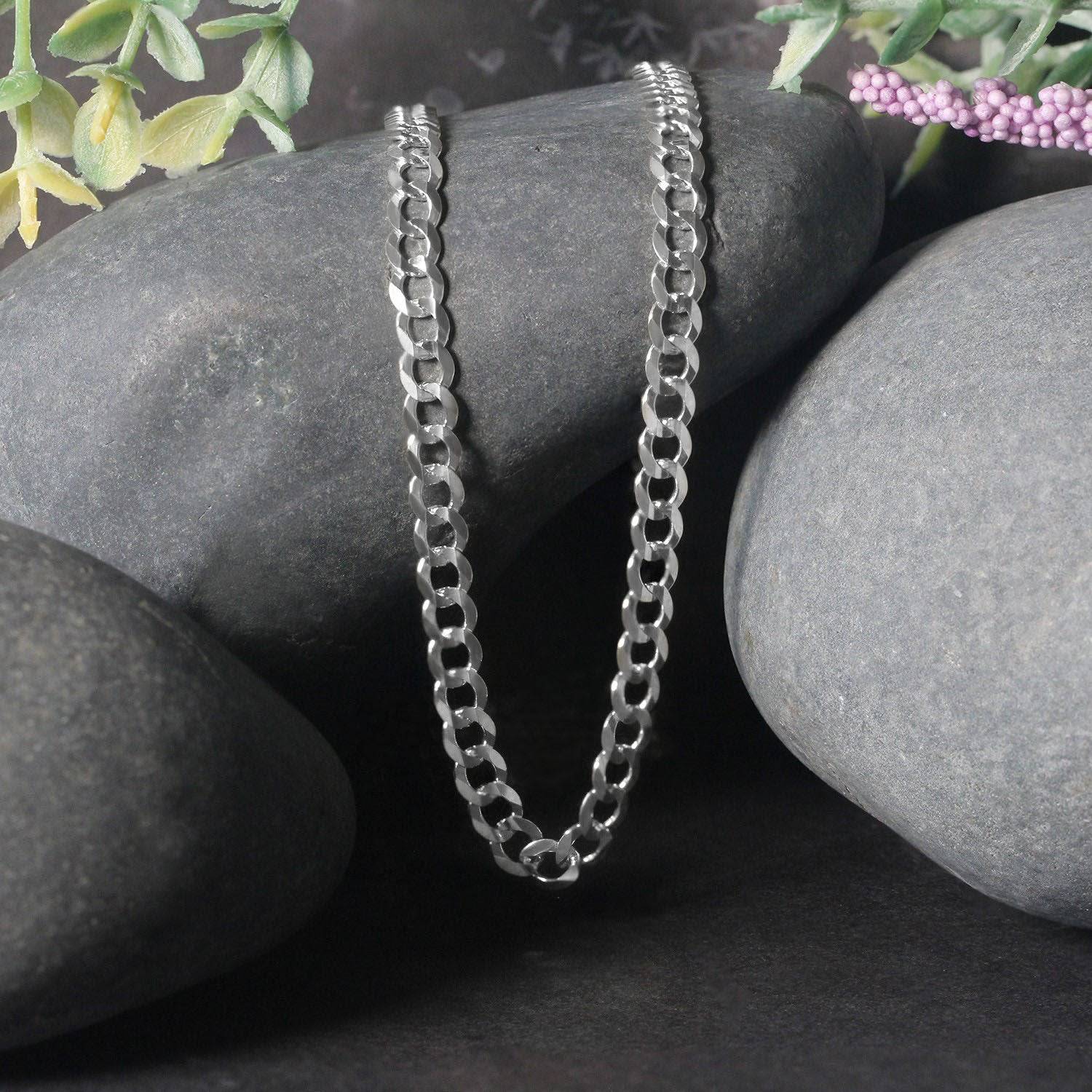 14k White Gold Solid Curb Chain (4.70 mm) - Forever in Harmony