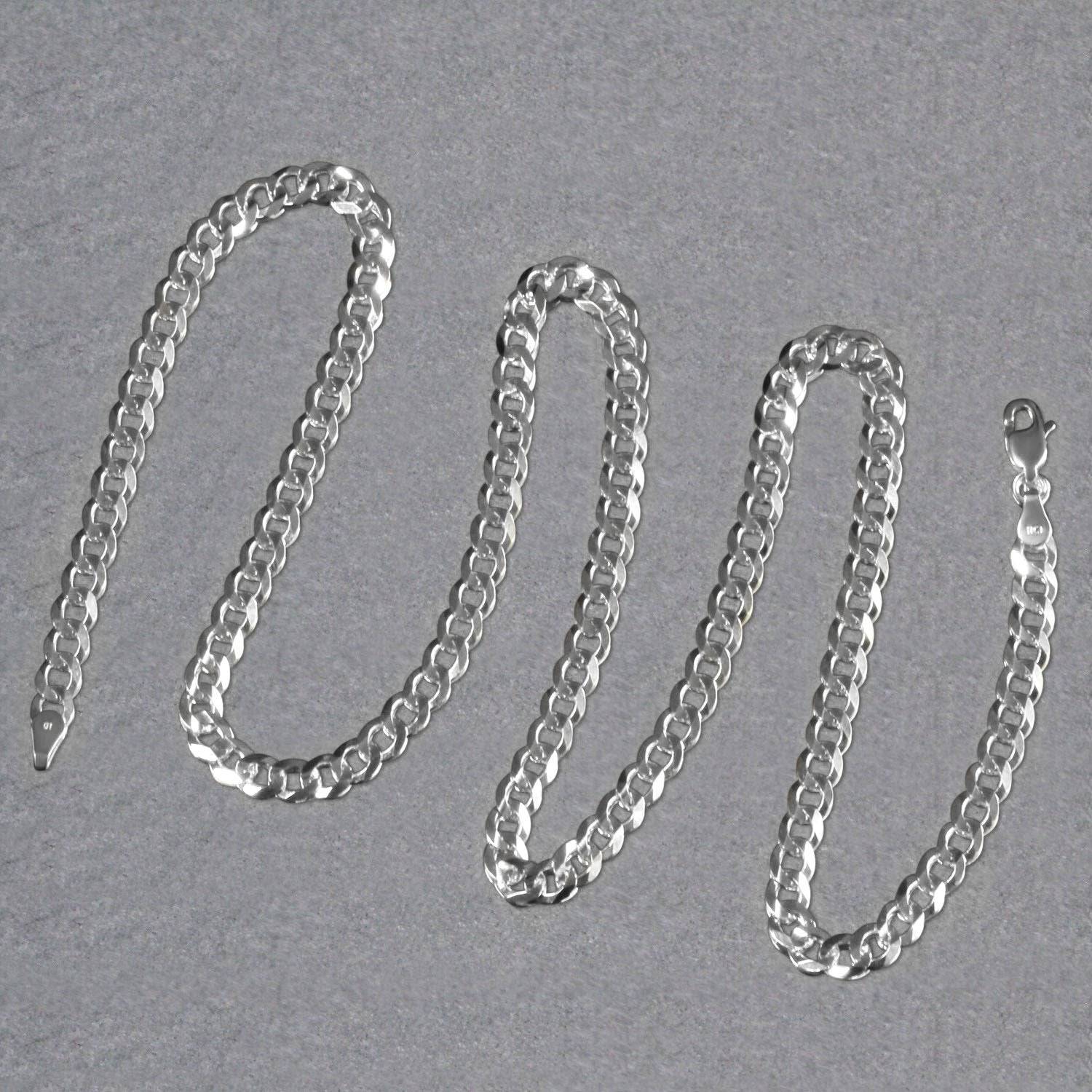 14k White Gold Solid Curb Chain (4.70 mm) - Forever in Harmony