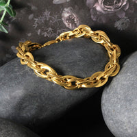 Double Oval Link Chain Bracelet in 14k Yellow Gold (10.00 mm) - Forever in Harmony