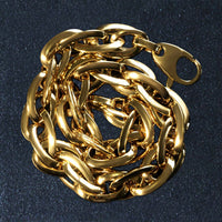 Double Oval Link Chain Bracelet in 14k Yellow Gold (10.00 mm) - Forever in Harmony