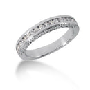 14k White Gold Vintage Style Engraved Diamond Channel Set Wedding Ring Band - Forever in Harmony