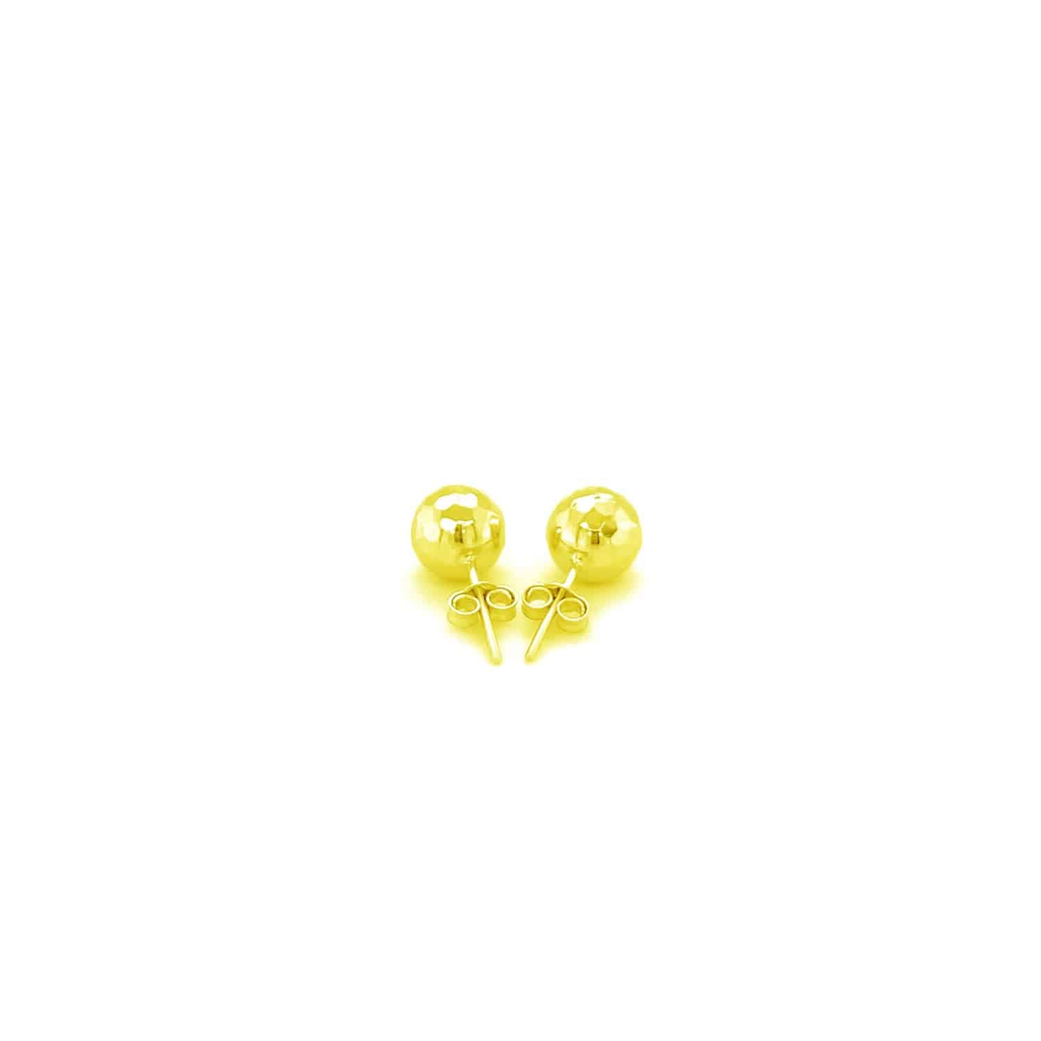 14k Yellow Gold Ball Earrings with Faceted Texture(7mm) - Forever in Harmony