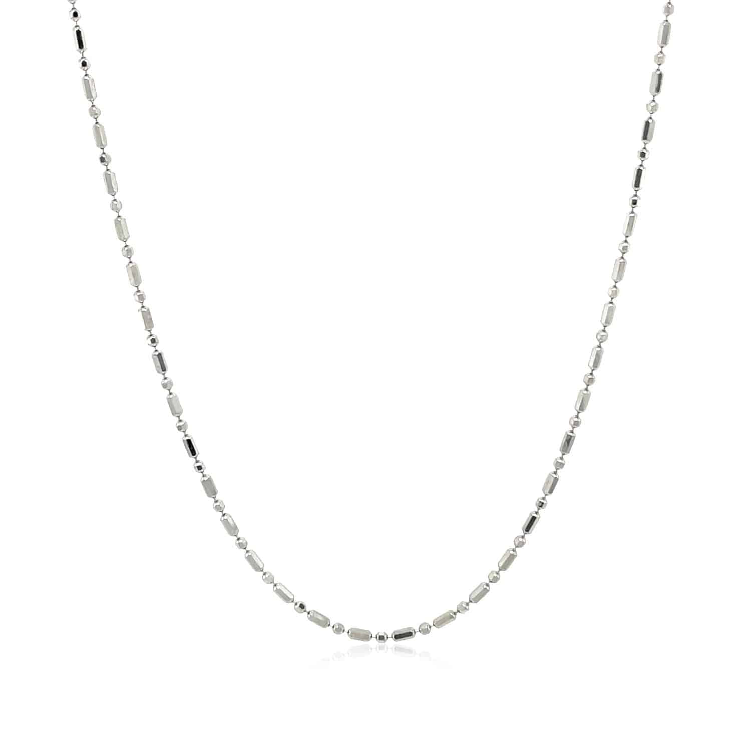 14k White Gold Diamond-Cut Alternating Bead Chain (1.10 mm) - Forever in Harmony