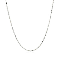 14k White Gold Diamond-Cut Alternating Bead Chain (1.10 mm) - Forever in Harmony