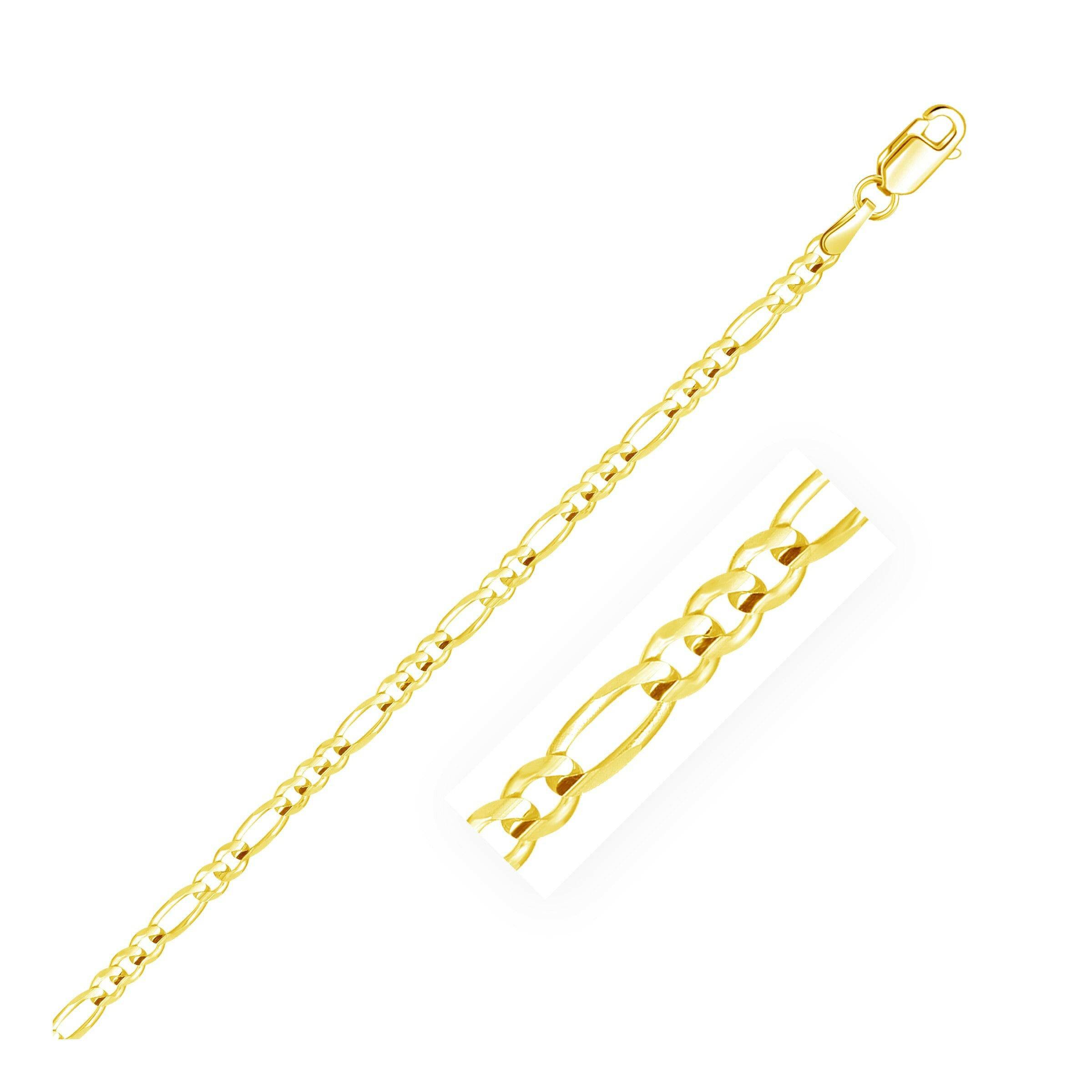 14k Yellow Gold Solid Figaro Bracelet (3.00 mm) |