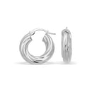 14k White Gold Fancy Twist Hoop Earrings | - Forever in Harmony