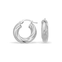 14k White Gold Fancy Twist Hoop Earrings | White Gold - Forever in Harmony