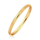 14k Yellow Gold Dome Style Childrens Bangle with Diamond Cuts (5.50 mm) | - Forever in Harmony